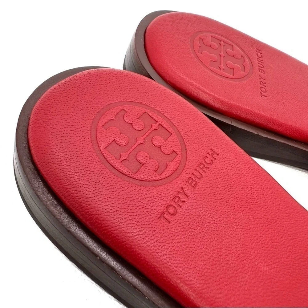 NEW Tory Burch Everly Chain Thong Sandals Size 6 Bearberry Red Flip Flops 88335